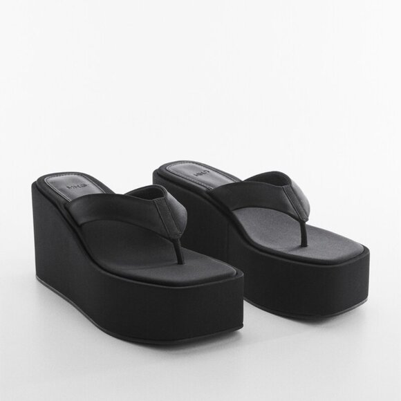 Mango Black Platform strap sandals - Picture 1 of 7